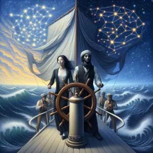 We're the captains of our loveship, steering through calm and storm with the stars of our love to guide us.