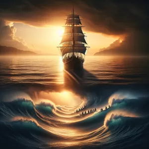 Love is not just a ship that sails smoothly in calm waters, but also one that weathers the storms and navigates through rough seas together, united by faith and commitment.