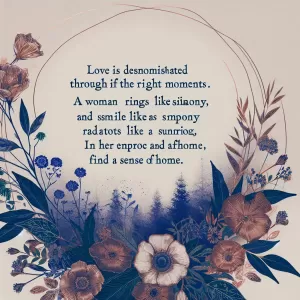 Love is not only about finding the right person, but it's also about creating the right moments with her. Her laugh is your symphony, and her smile, your sunrise. In her love, you've discovered your home.