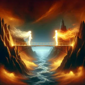 Love is the bridge between two souls, spanning the rivers of doubt and mountains of fear.