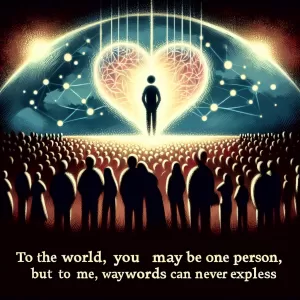 To the world, you may be one person, but to me, you are the world. Your love lights up my life in ways words can never express.